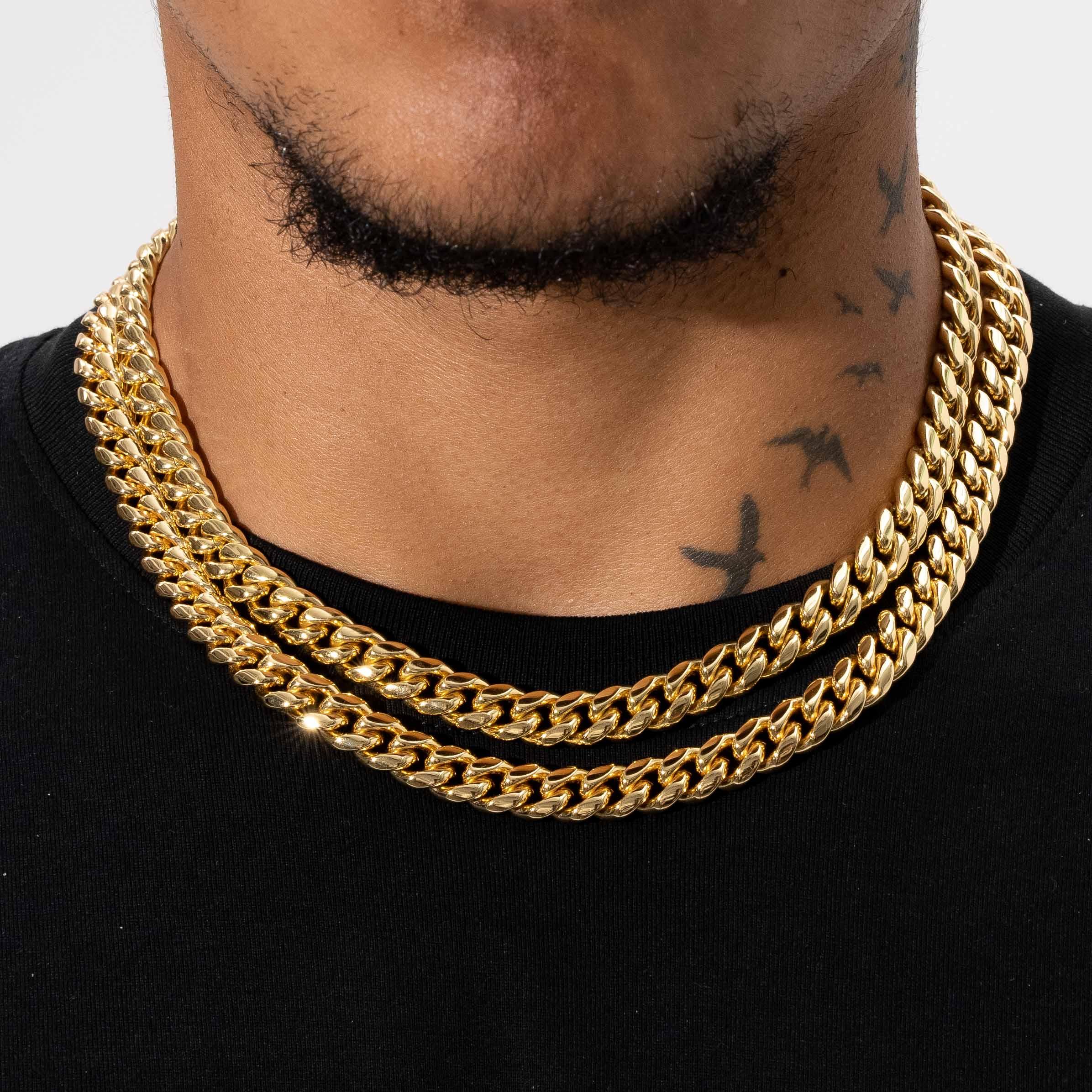 10mm Cuban Iced Clasp Chain - Gold - Image 3