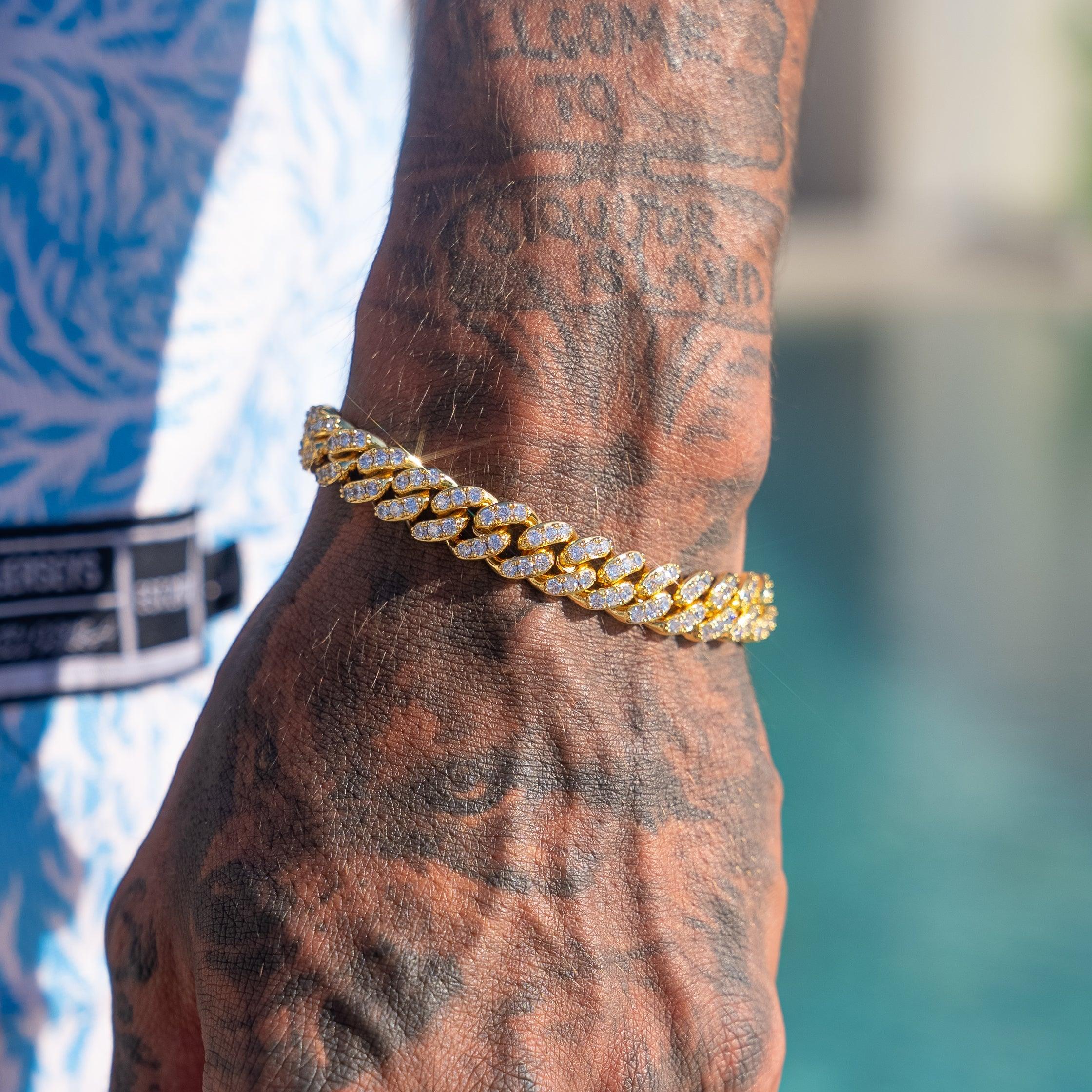 10mm Iced Cuban Bracelet - Gold - Image 3