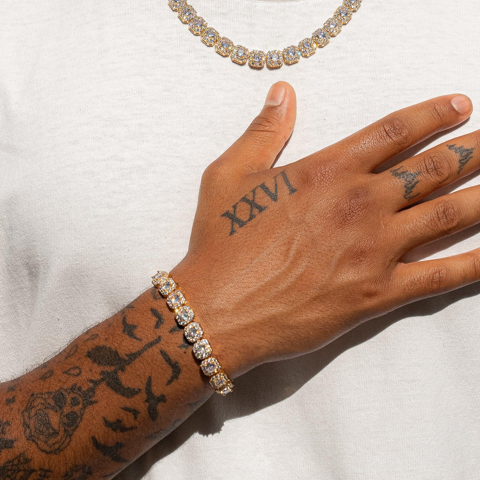 10mm Clustered Tennis Bracelet - Gold - Image 5