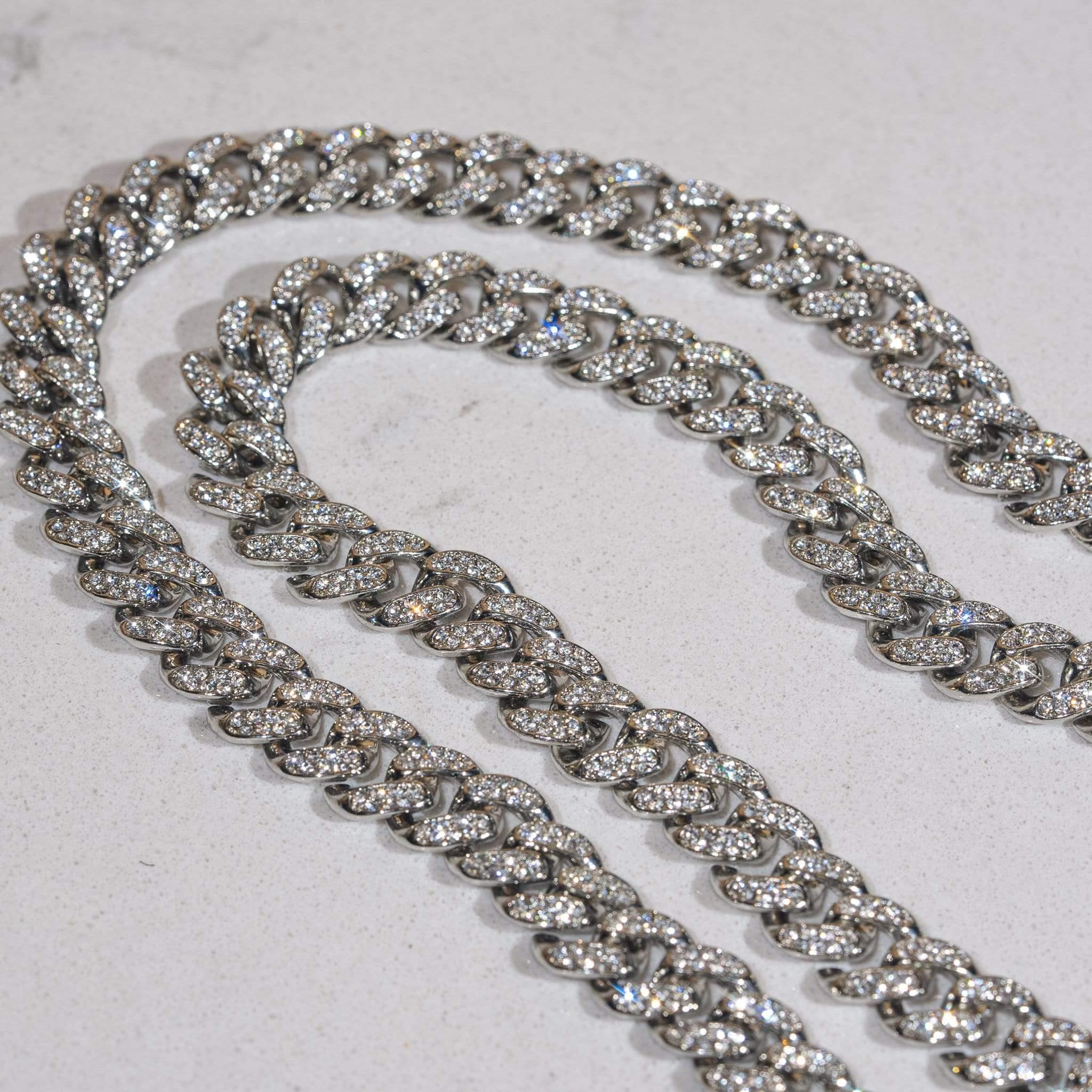 13mm Cuban Chain + Bracelet - White Gold - Image 4