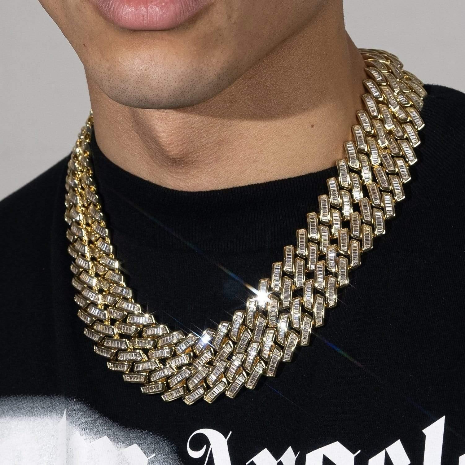 20mm Baguette Miami Link Chain - Gold - Image 5