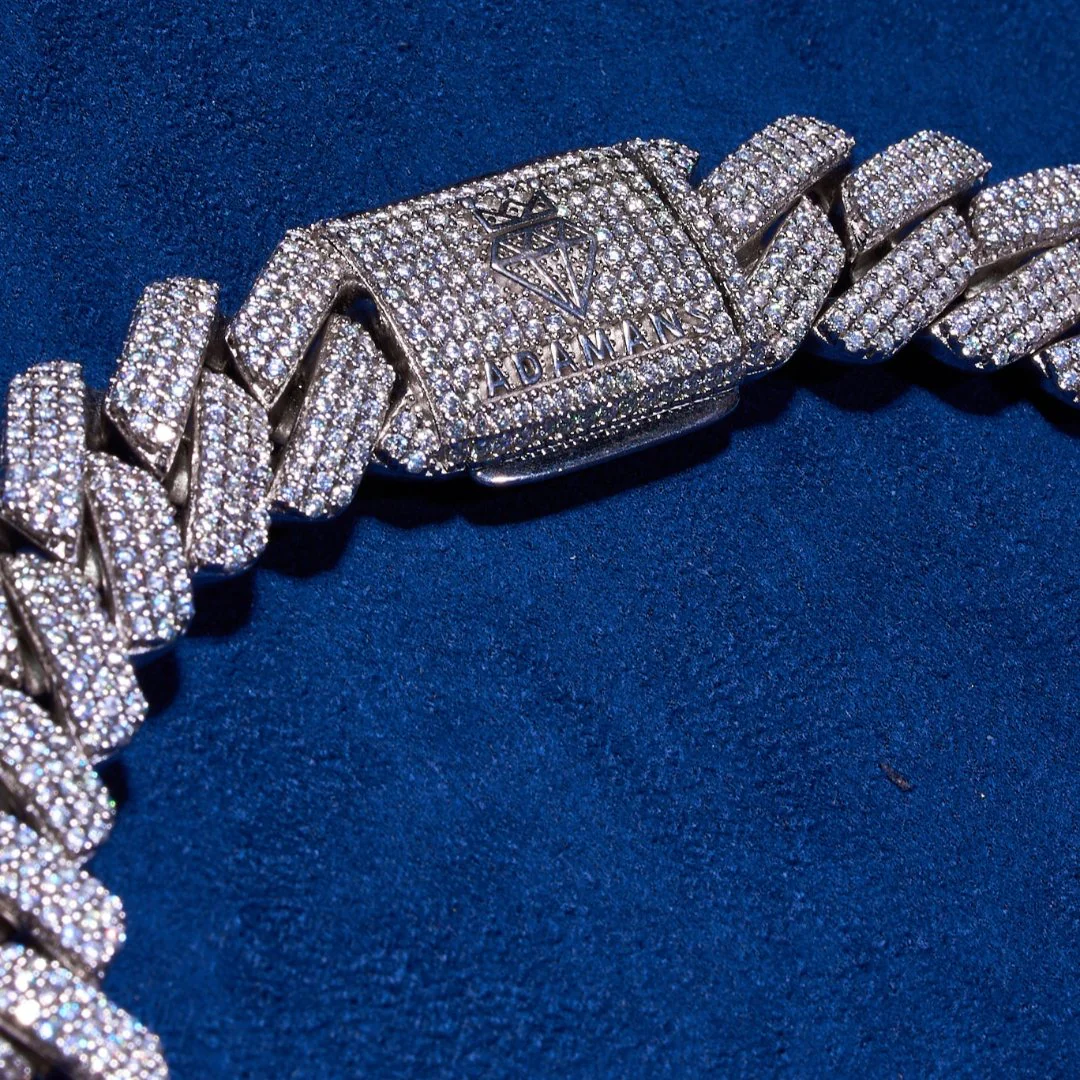 20mm Diamond Monaco Chain - 14k White Gold - Image 3