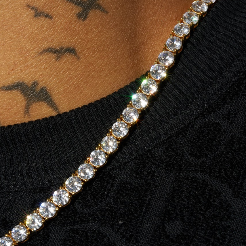 5mm Tennis Chain + Bracelet - Gold - Image 5