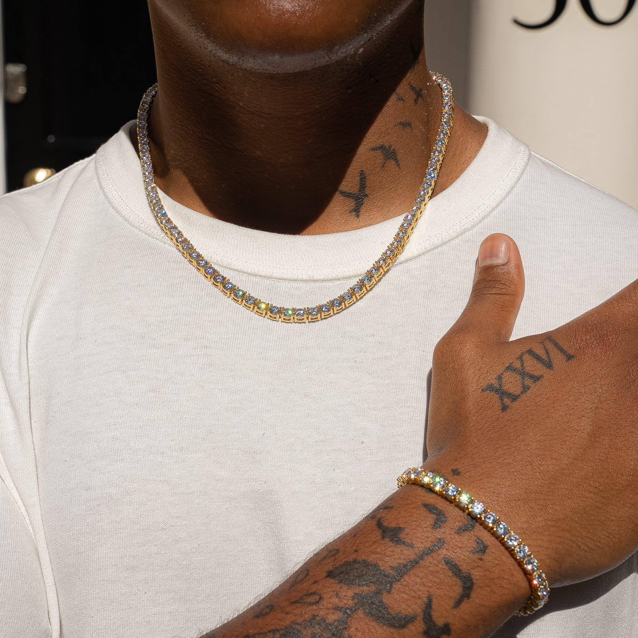 5mm Tennis Chain + Bracelet - Gold - Image 6