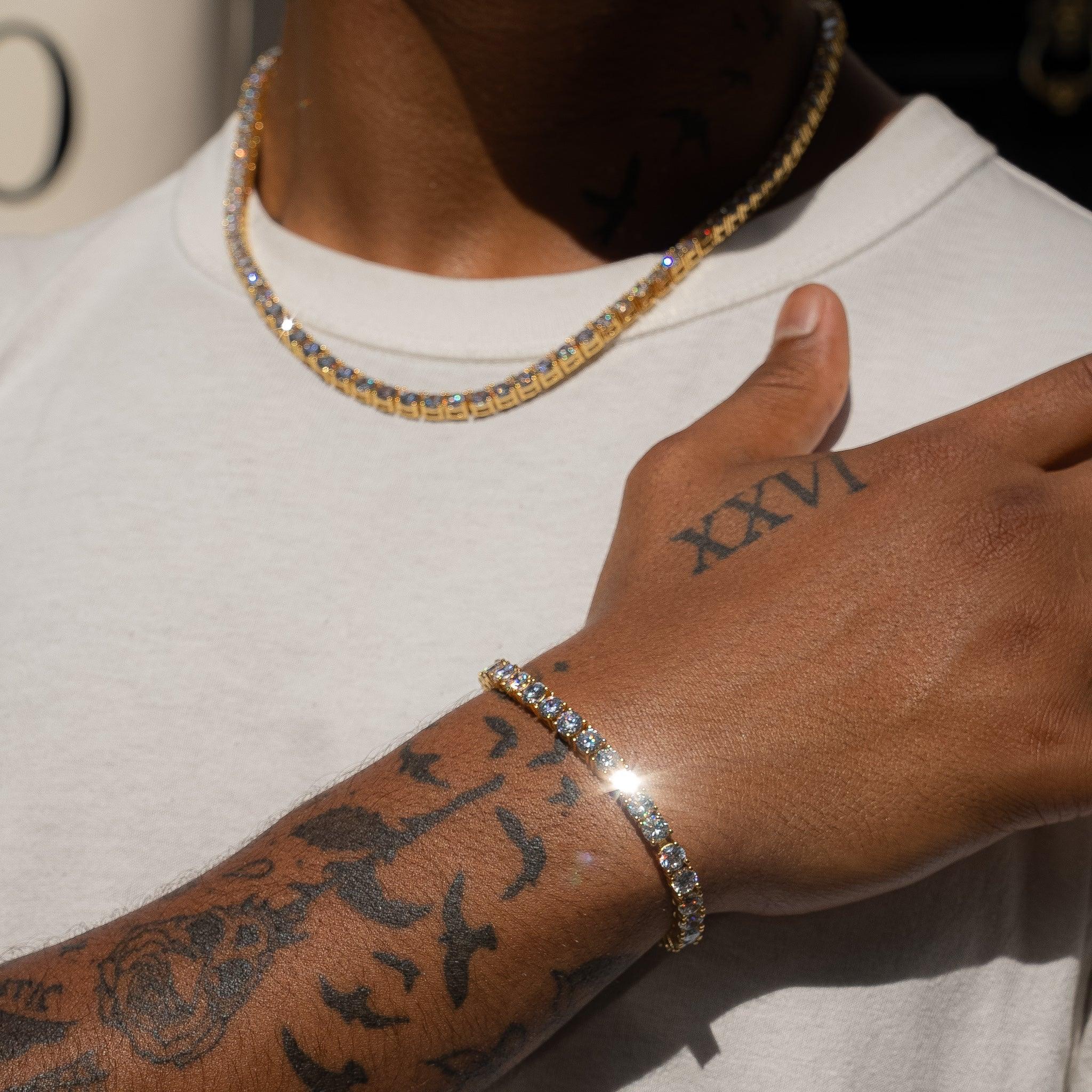 5mm Tennis Chain + Bracelet - Gold - Image 7