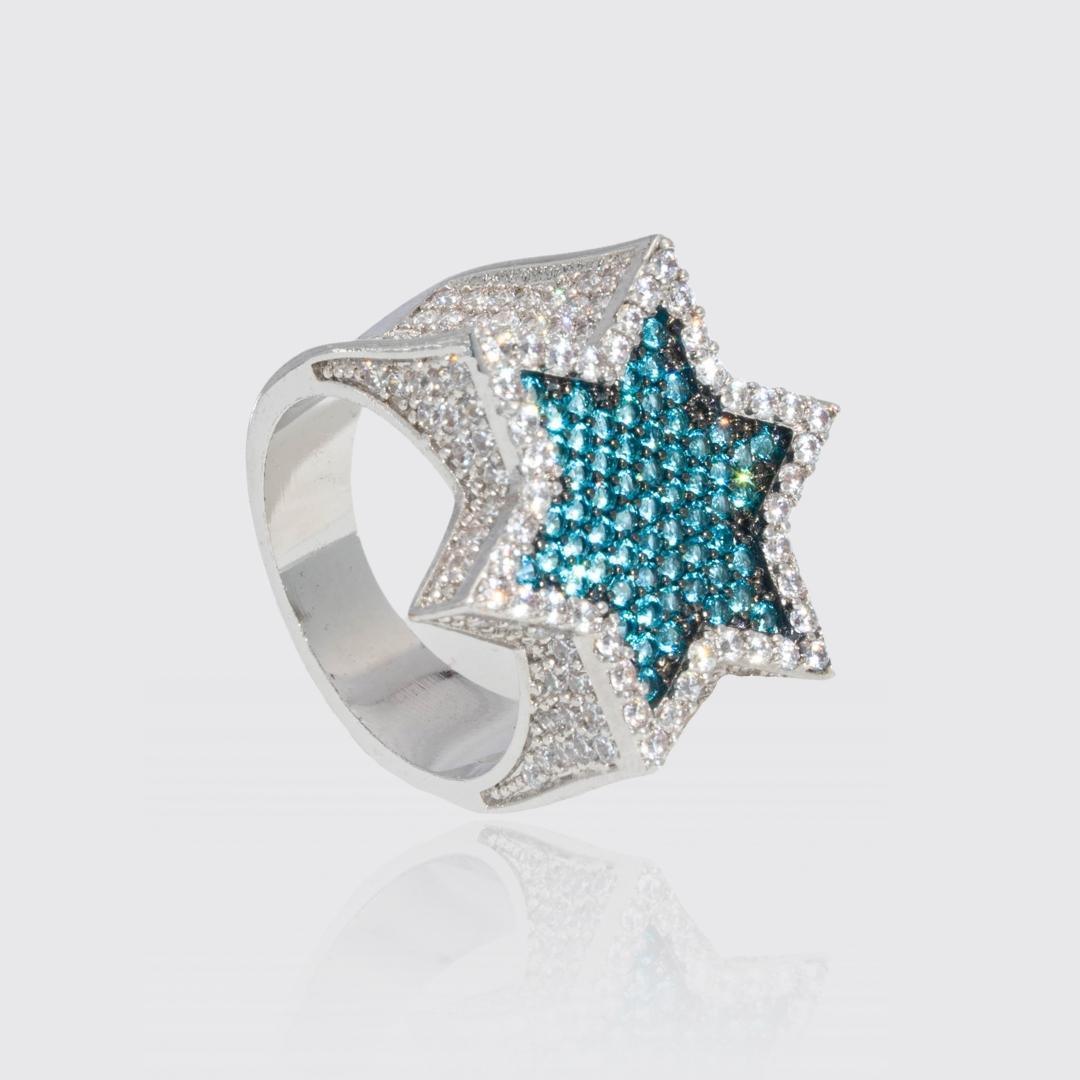 Blue Iced Star Ring - White Gold - Image 3