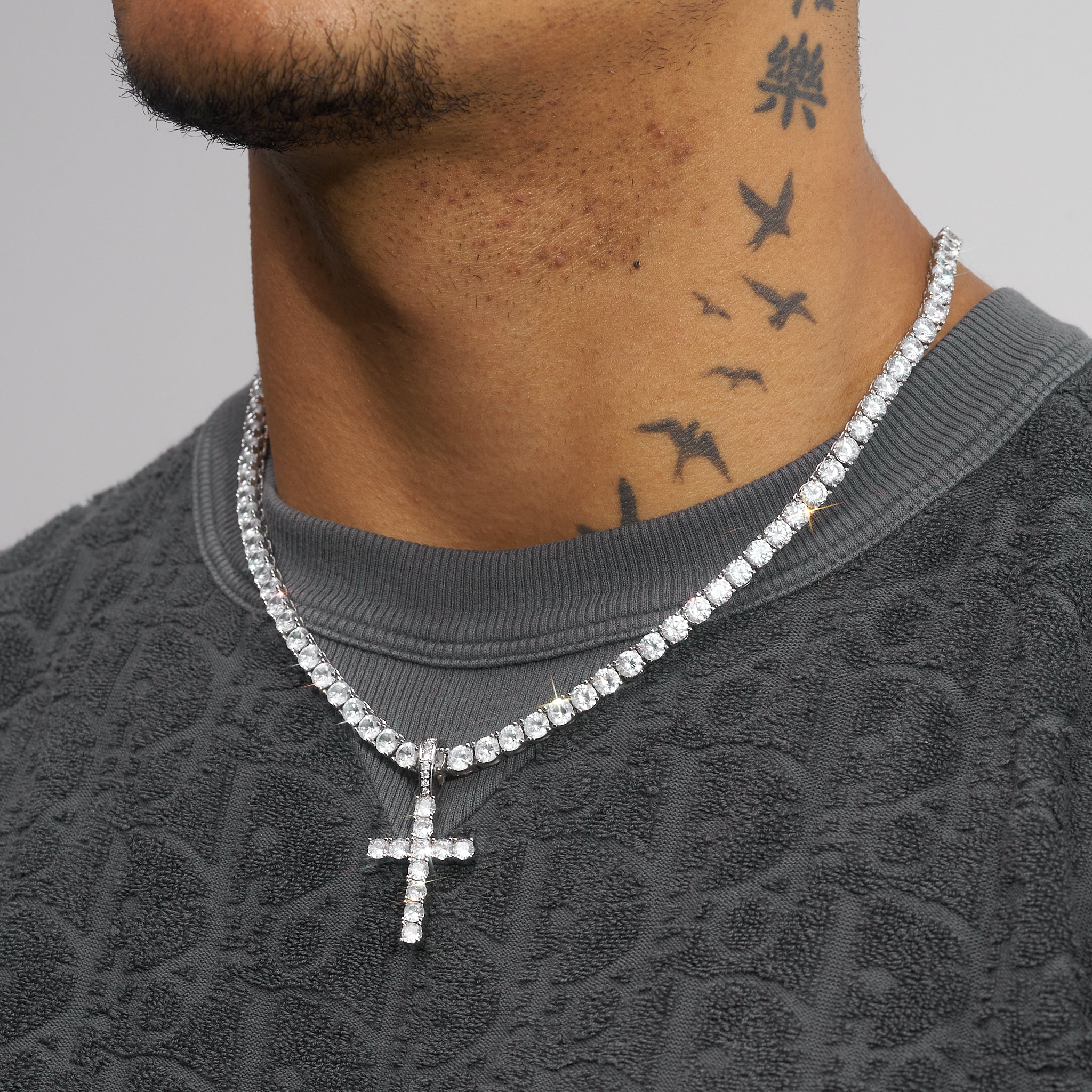 Diamond Cross Pendant - White Gold - Image 5