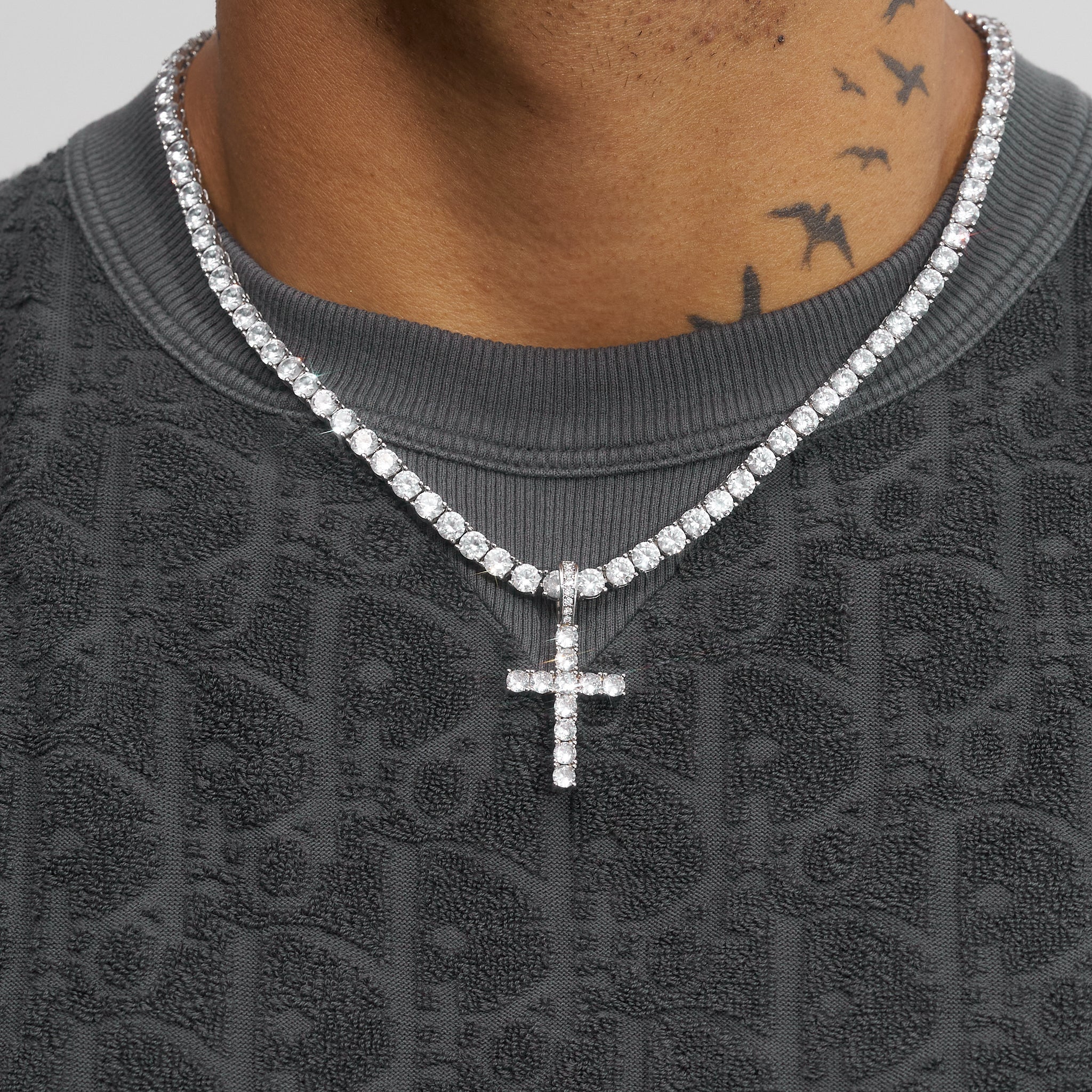 Diamond Cross Pendant - White Gold - Image 6