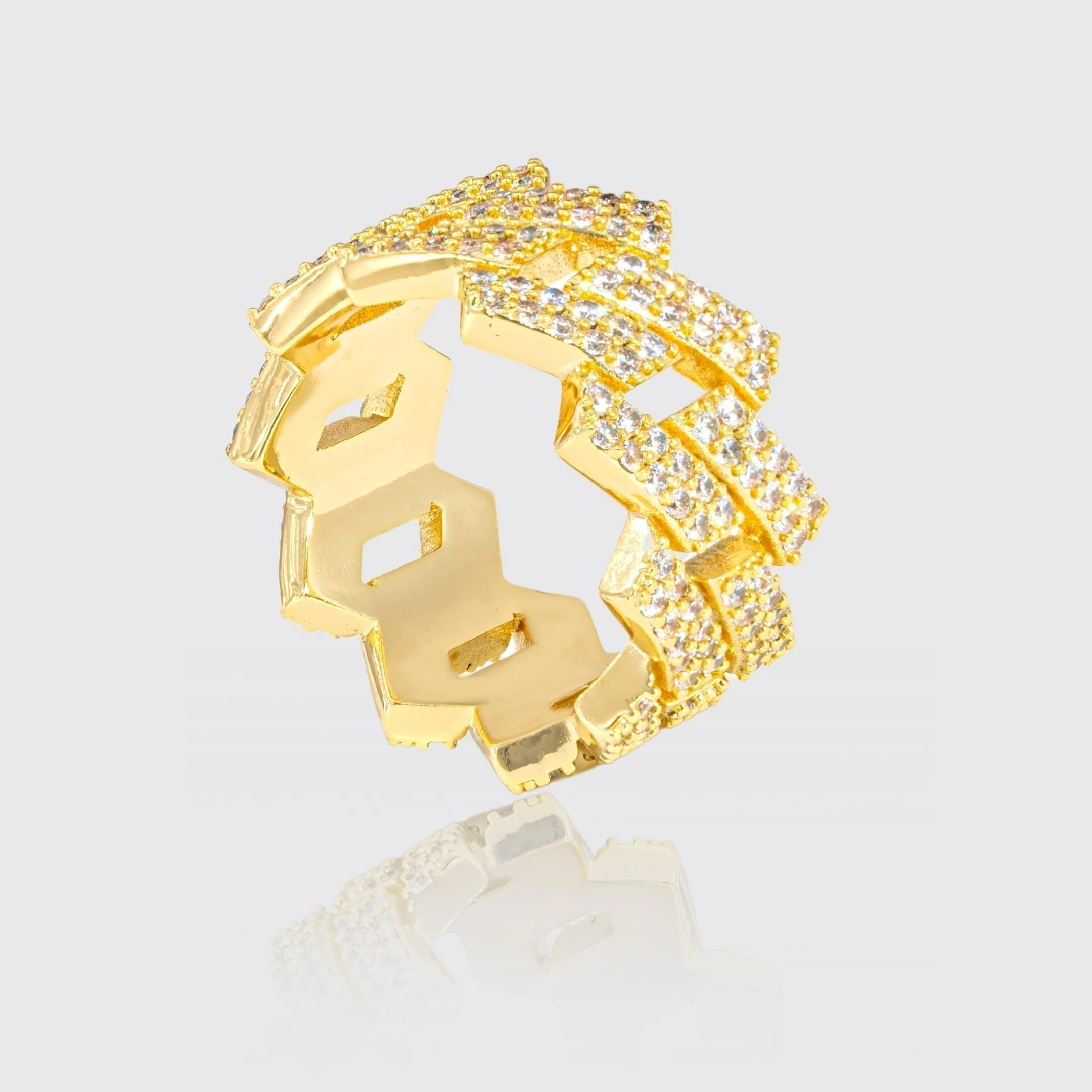 Iced Monaco Ring - Gold - Image 3
