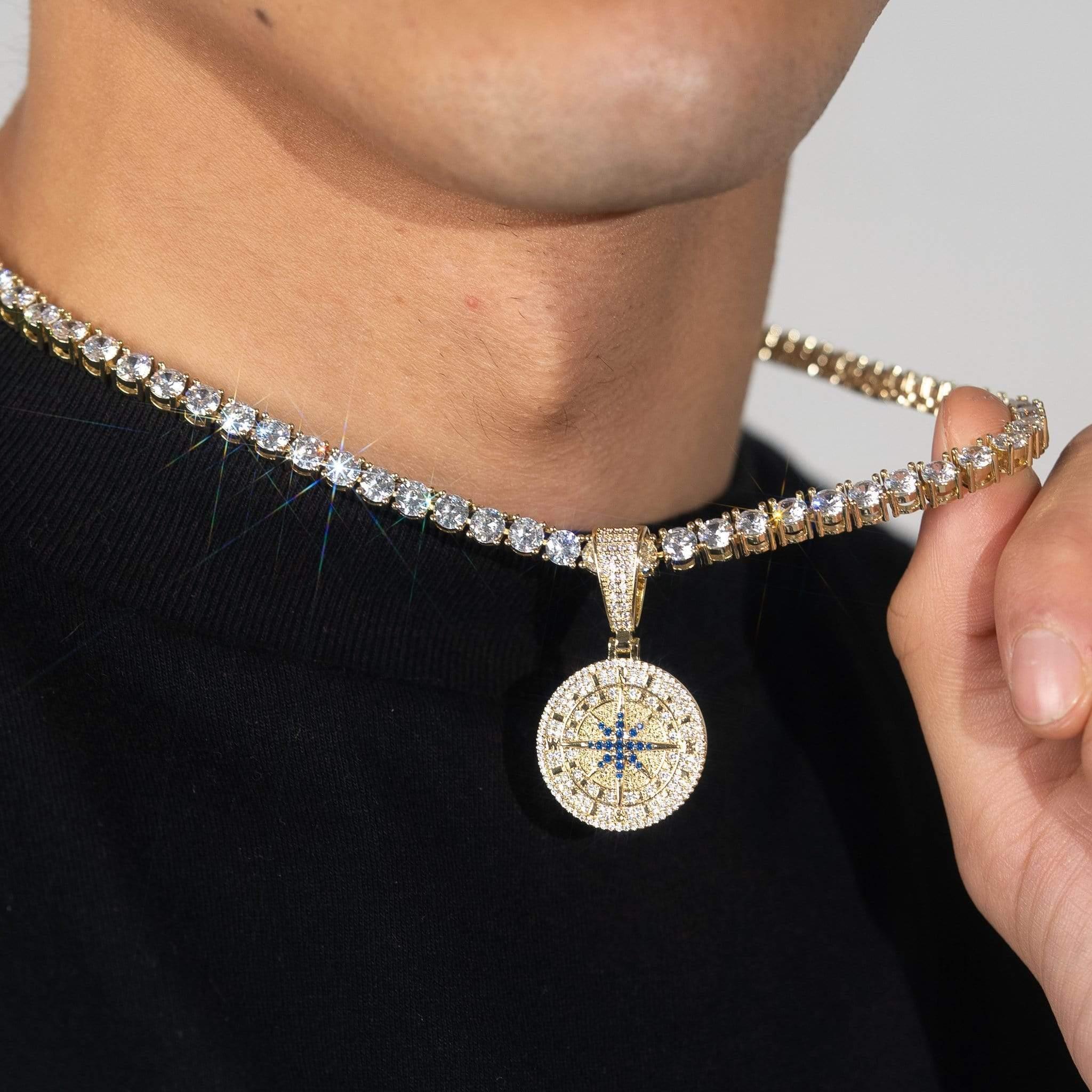 Iced Compass Pendant - Gold - Image 3