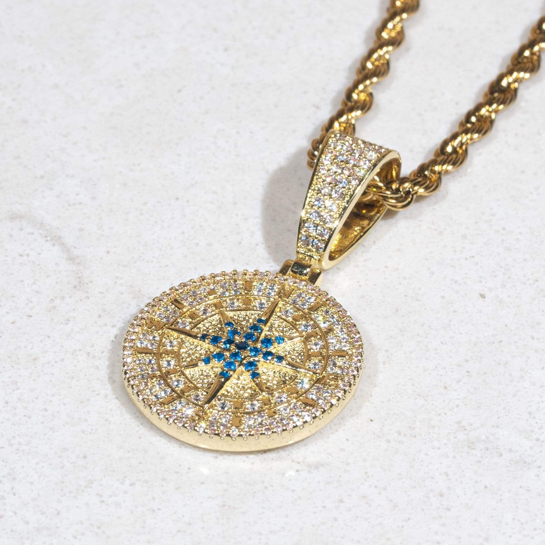 Iced Compass Pendant - Gold - Image 4